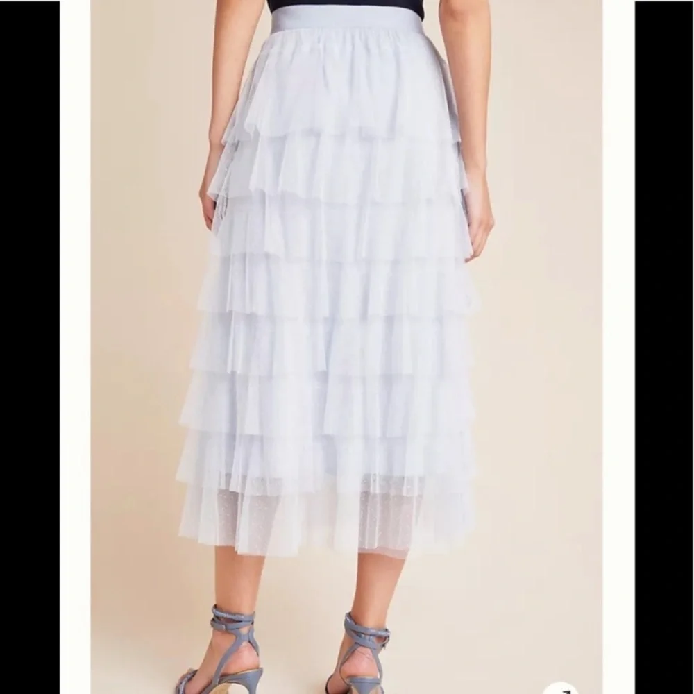 NWT Anthropologie Ashley Tulle MIDI Skirt Size Xl Blue
